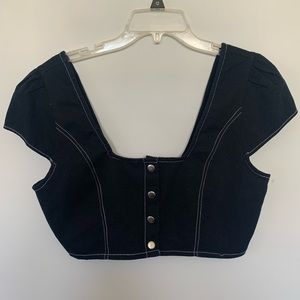 Black crop top with button details